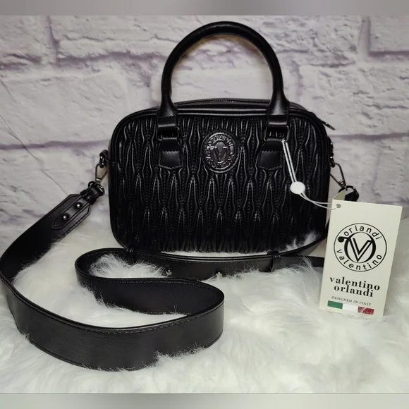 Valentino Orlandi  Satchel Quilted Crossbody color Gunmetal - Picture 6 of 10